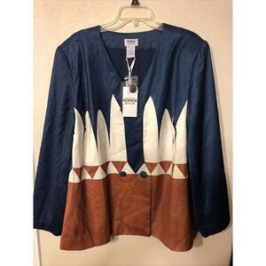 Size‎ 22W Monroe & Main Formal  Navy Brown Ivory Diamonds Forever  Jacket